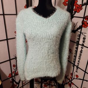 LAPA LADIES FUZZY SWEATER  PULLOVER TUNIC JUMPER TOP IN TEAL/SIZE JUNIOR 3-5